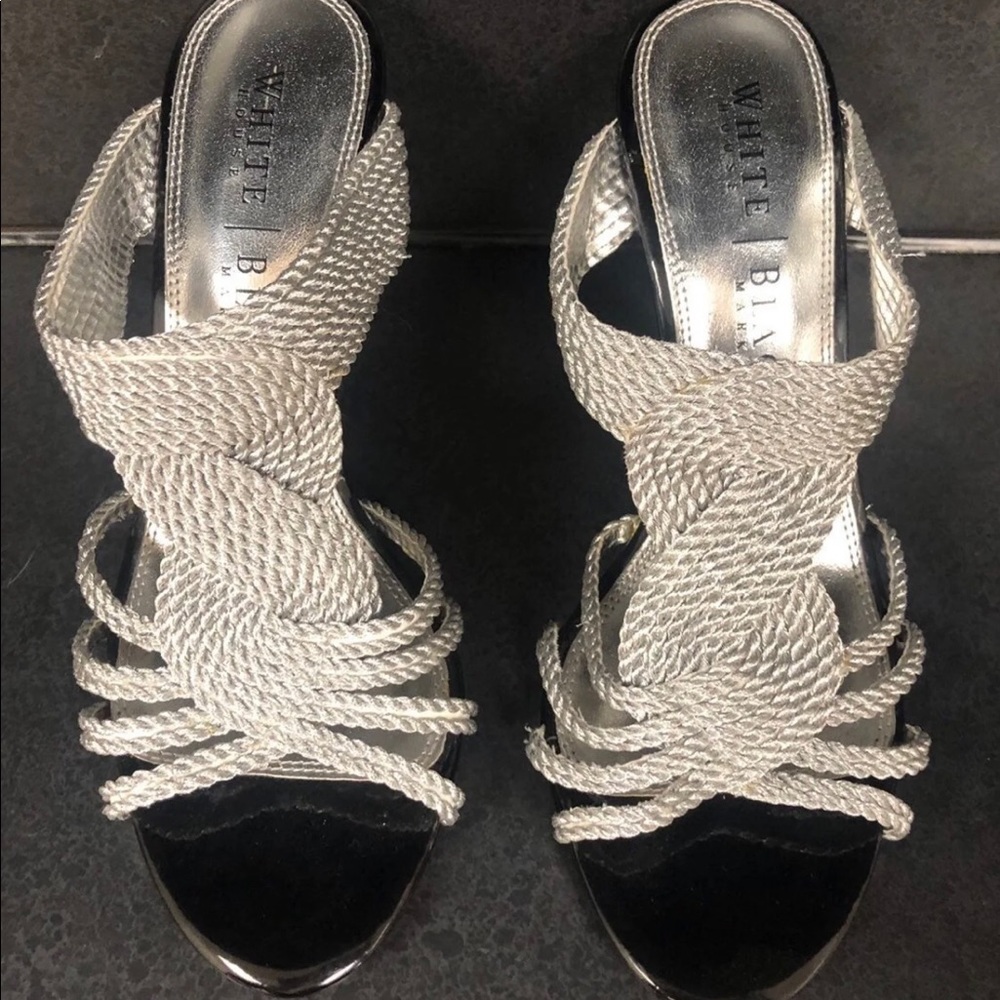 White House Black Market -Kitten Heel  Silver braided
Size 6 1/2M